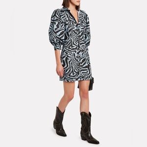 GANNI Puff Sleeve Zebra Print dress size 36